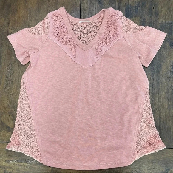 Miss Me Pieced Crochet Top. Sz Small. Mauve pink. - Picture 9 of 9